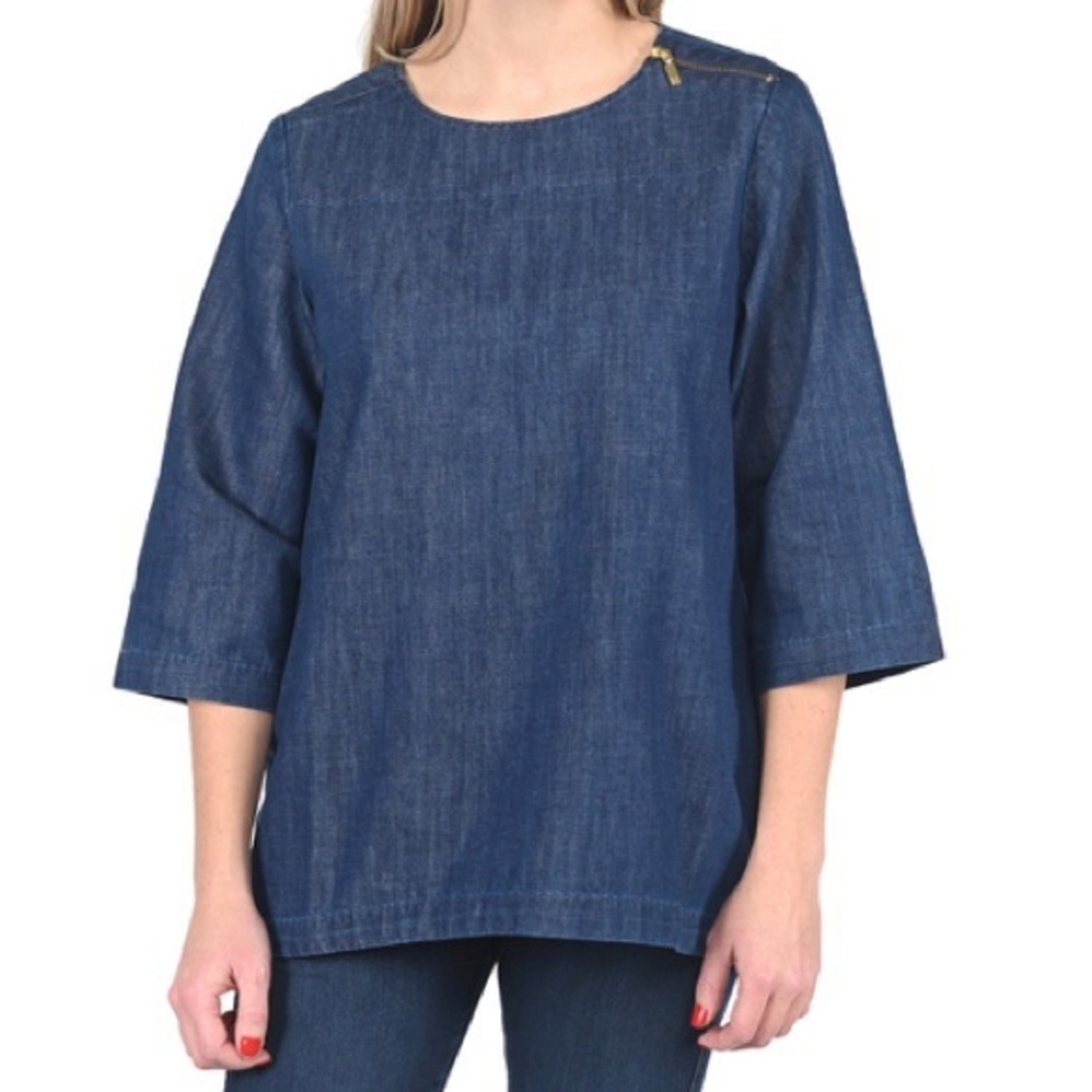 Martha Stewart - zipper Denim Top